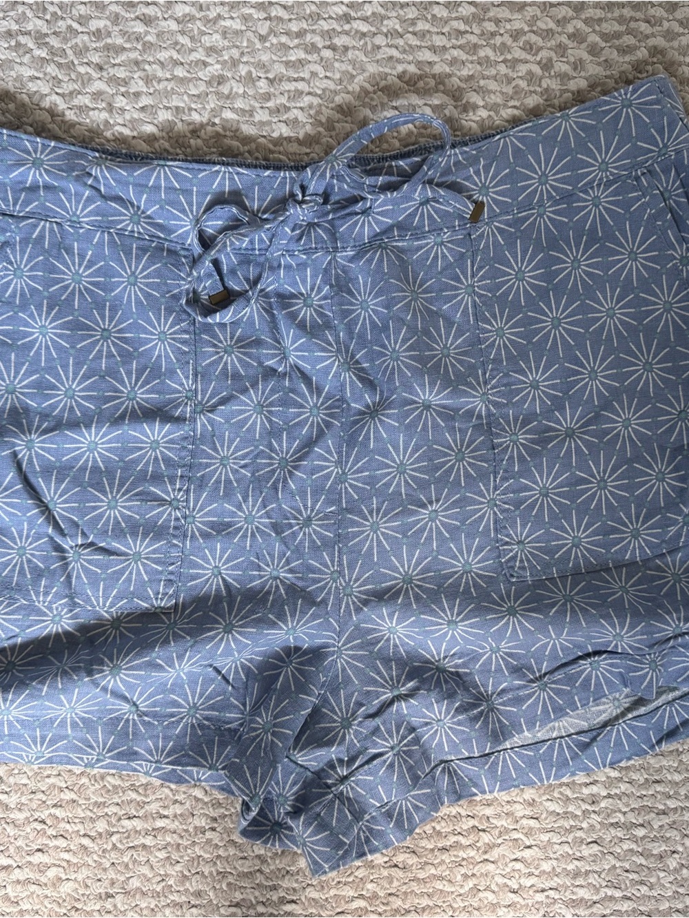 Blue Patterned Women’s Drawstring Shorts